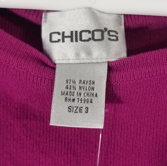 Chico's NWT Long Sleeve Purple Knit Sweater. Berrylicious. Round Neck. Size 3. - Picture 5 of 7